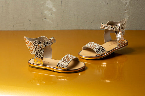 Babywalker Winged Metalic Sandals in Copper Leopard