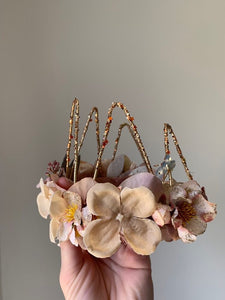 Floral &amp; feather peaked crown