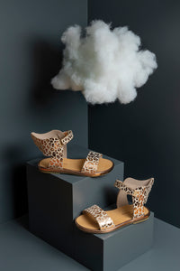Babywalker Winged Metalic Sandals in Copper Leopard