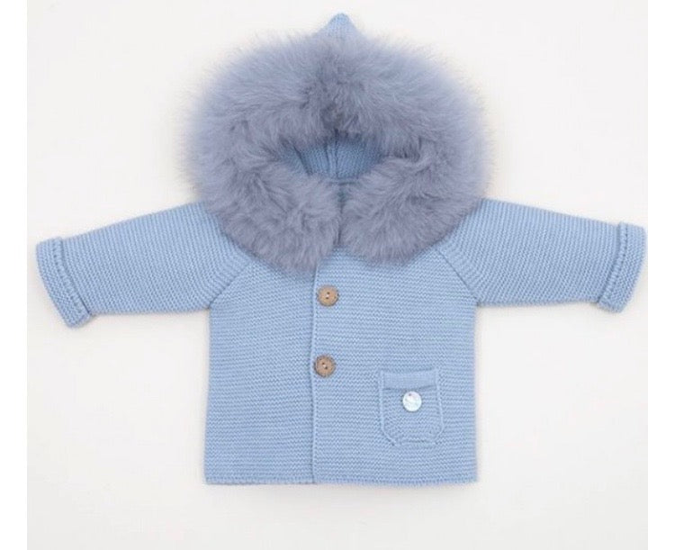 Blue Pangasa Fur Jacket & hat AW23/24