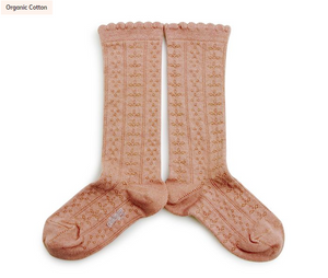 Rose Pointelle knit knee high socks