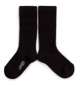 Black Merino Wool Knee High socks