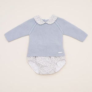 Blue knitted baby boy suit