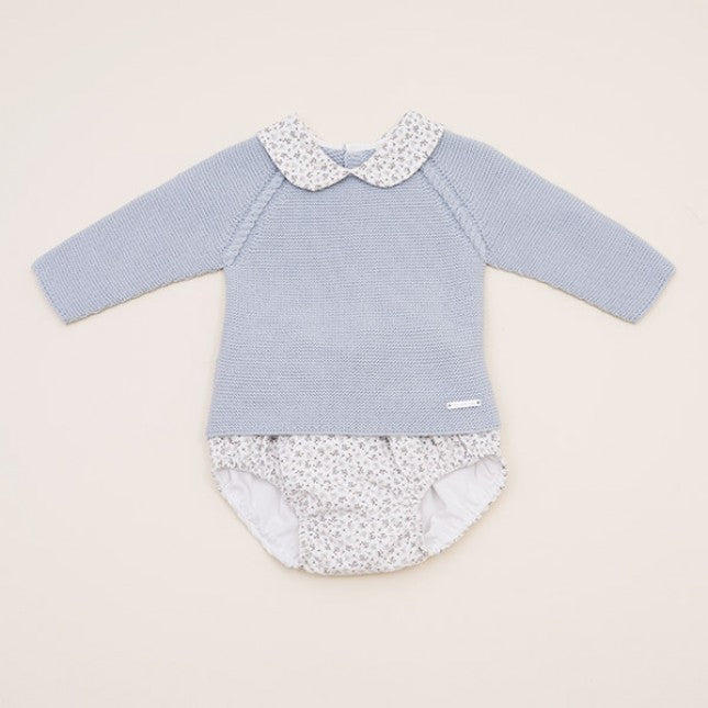 Blue knitted baby boy suit