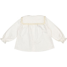Load image into Gallery viewer, Scalloped lace ivory shirt with ribbon